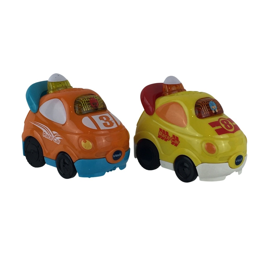 VTech Go Go Smart Wheels Race Car Lot of 2 Orange Yellow Lights Sounds Tested